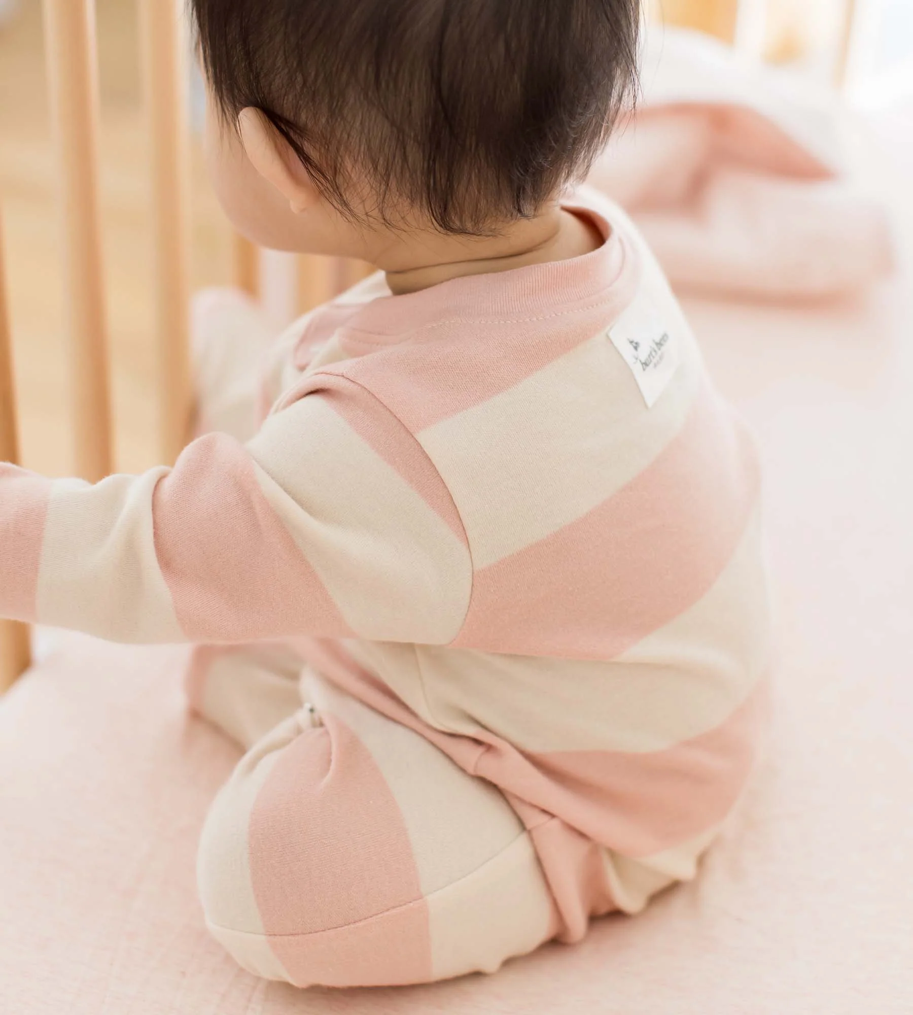 Rugby Stripe Organic Cotton Two-Piece Pajamas - Pink Sand - Image 5